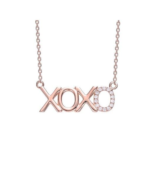 Genevive Jewelry Multicolor 18k Rose Gold Plated Cz Xoxo Necklace