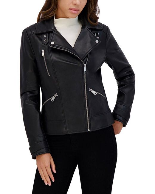 Andrew Marc Black Salla Leather Coat