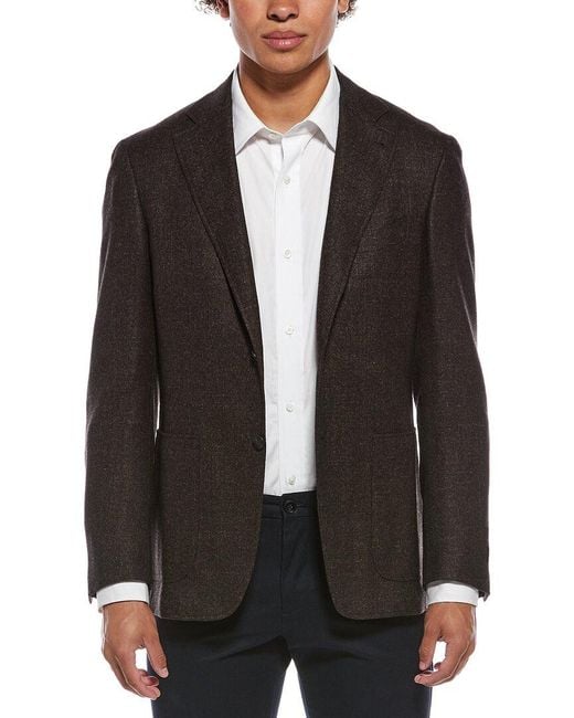 Canali Black Wool, Silk, & Linen-Blazer for men