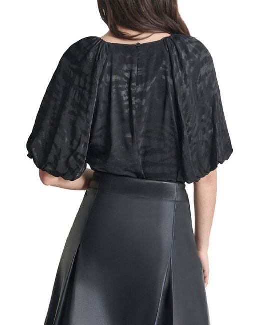 DKNY Black Bubble Sleeve Top