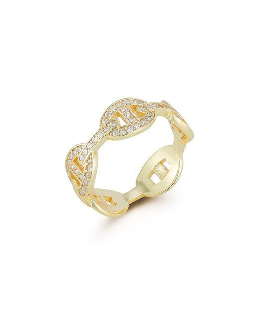 Chloe and Madison White 14k Over Silver Cz Mariner Link Ring