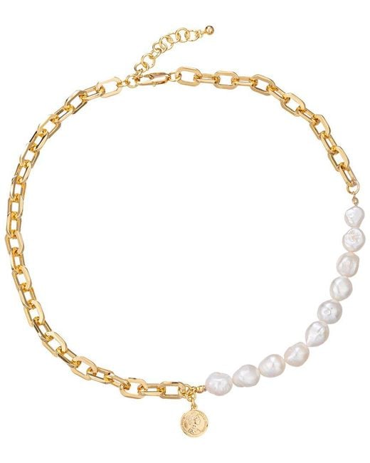 Eye Candy LA Metallic Pearl Grace Double Chain Pendant Necklace