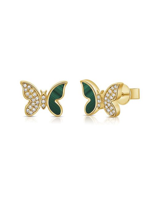 Sabrina Designs Metallic 14k 0.53 Ct. Tw. Diamond & Malachite Butterfly Earrings