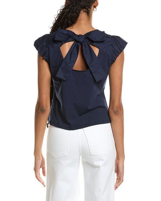 Nanette Lepore Blue Ruffle Sleeve Top