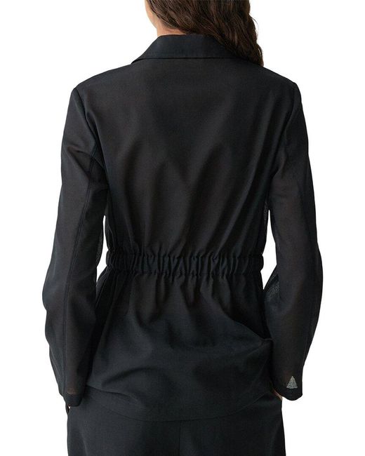 Theory Black Cinch Waist Wool-Blend Jacket