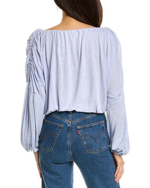 Free People Blue In A Dream Linen-blend Top