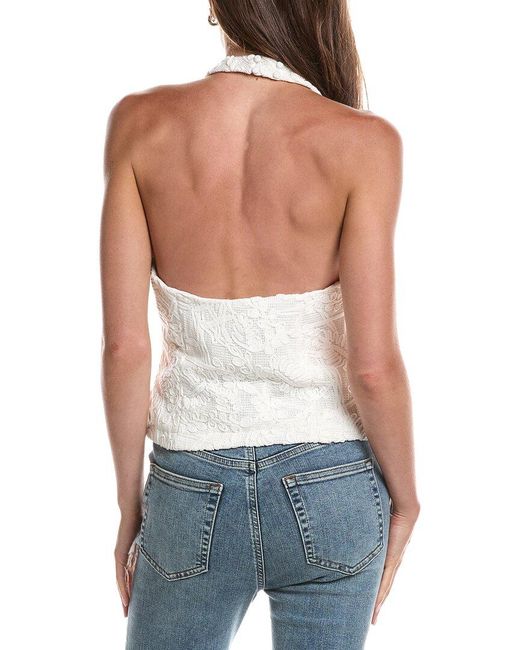 Bardot White Paola Crochet Lace Halter Top