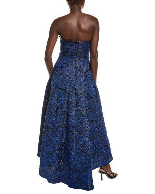 Rene Ruiz Blue High-Low Jacquard Gown