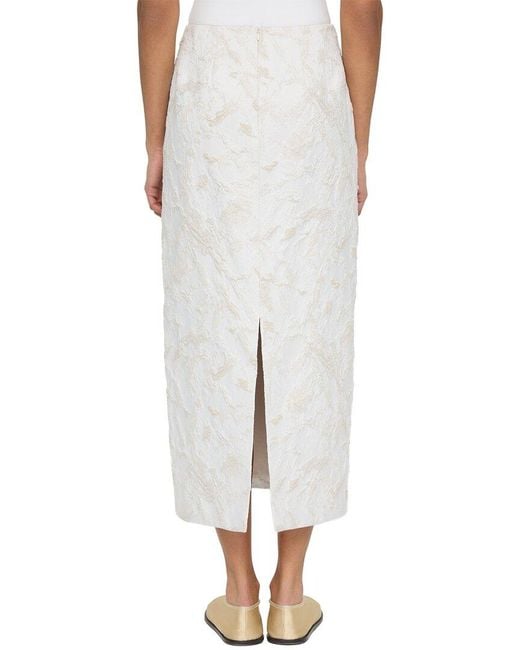 Lafayette 148 New York White Straight Midi Skirt