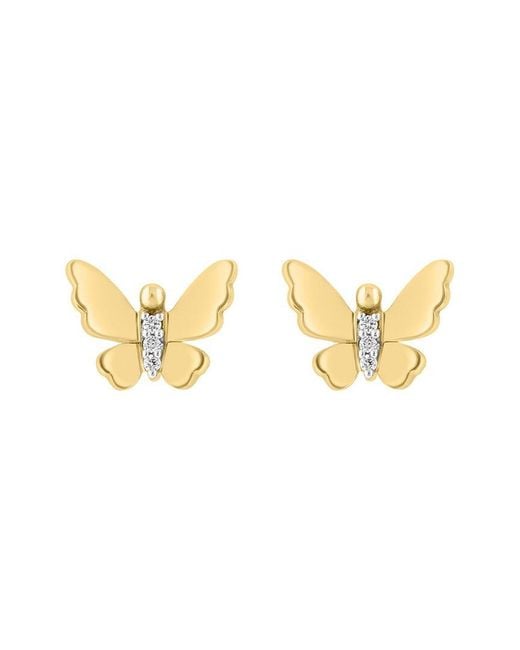 Effy Fine Jewelry Metallic 14K 0.03 Ct. Tw. Diamond Earrings