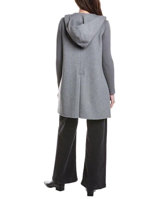 Kenneth Cole Gray Hooded Double Face Wool-Blend Coat