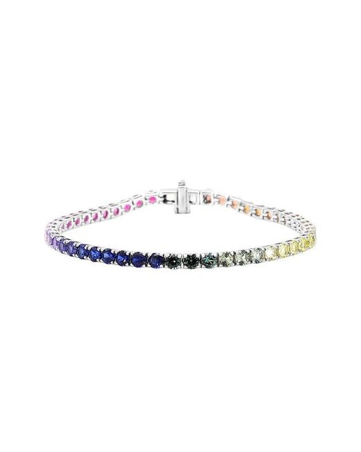 Lab Grown Gemstones White 14K 7.00 Ct. Tw. Lab-Grown Gemstone Tennis Bracelet