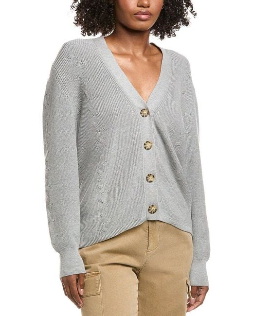 Hannah Rose Gray Shaker Button Cashmere-Blend Cardigan