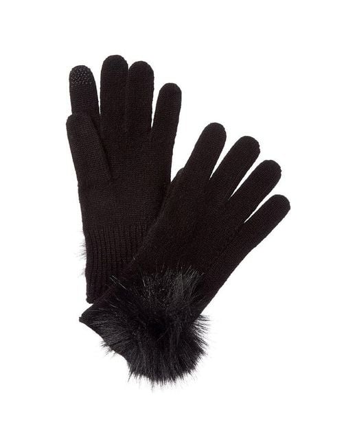 Hannah Rose Black Scallop Cashmere Gloves