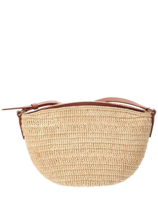 Loewe Natural Logo Small Raffia & Leather Shoulder Bag