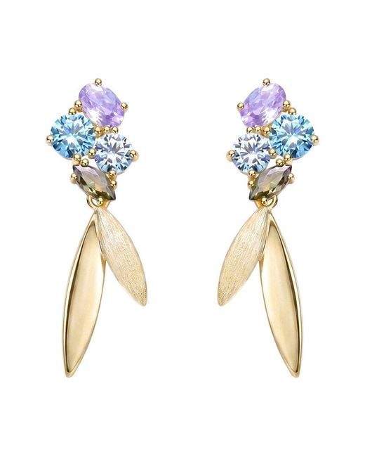 Genevive Jewelry Metallic Rachel Glauber 14K Plated Cz Leaf Design Earrings
