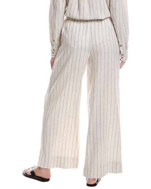 Z Supply White Henri Striped Linen-Blend Wide Leg Pant