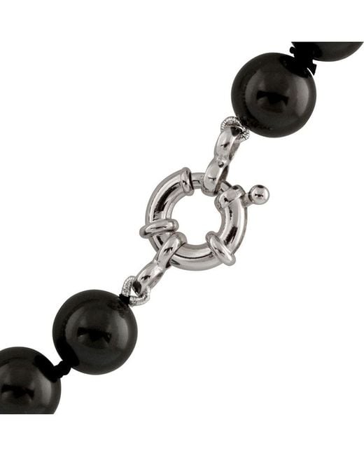 Splendid Metallic Rhodium Plated Silver 14-15mm Shell Pearl Necklace