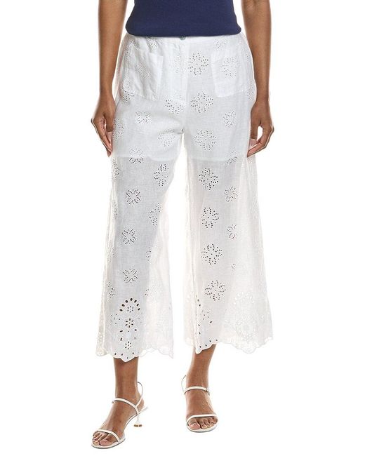 Johnny Was Blue Delores Wide Leg Linen Pant