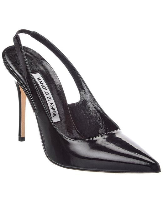 Manolo Blahnik Metallic Allura 105 Patent Slingback Pump