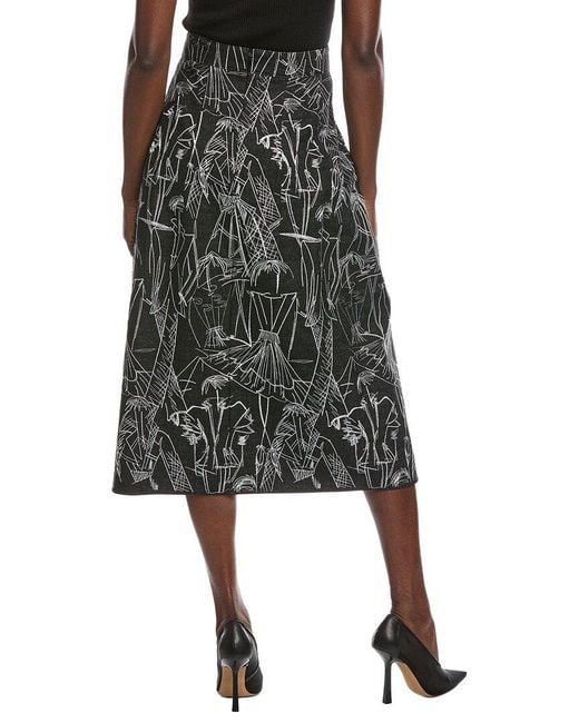 Akris Black Embroidered Denim Skirt