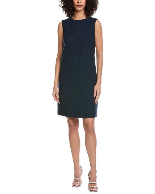 Oscar de la Renta Blue Tweed Wool-Blend Shift Dress