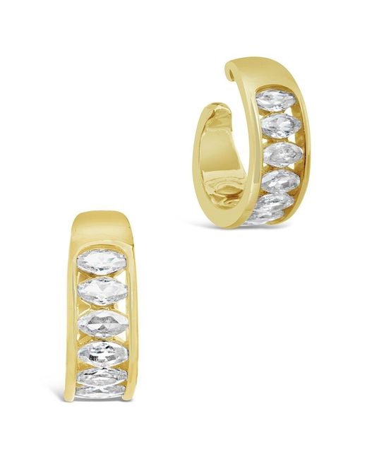 Sterling Forever Metallic 14k Plated Cz Mira Cuff Earrings