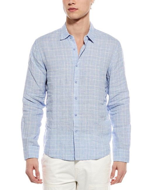 Onia Blue Linen-Blend Shirt for men