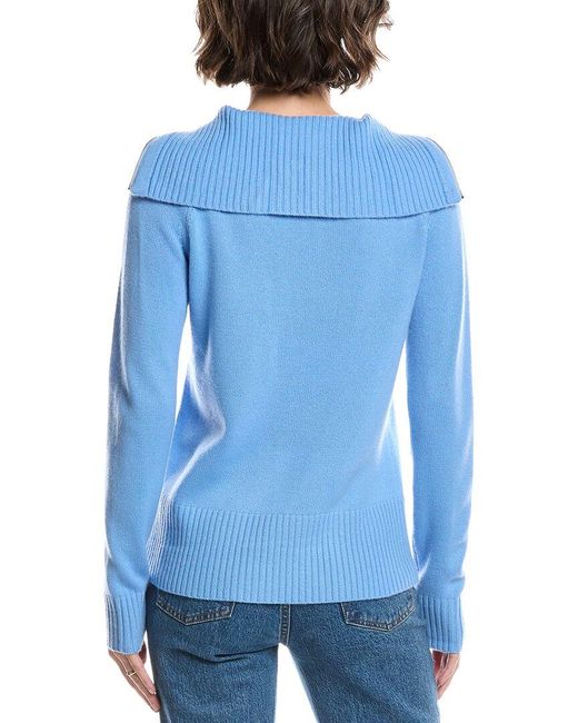 Sail To Sable Blue Zip Front Cashmere Sweater