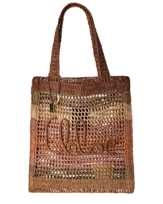 Chloé Brown Summer Banana Raffia Tote