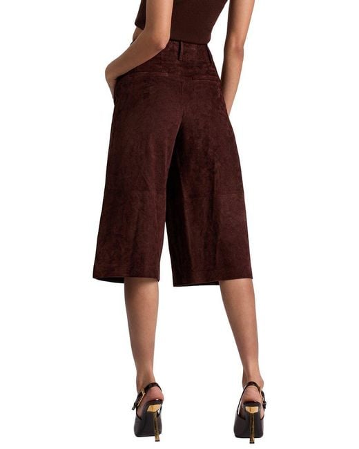 Alice + Olivia Red Eloise Suede Gaucho Pant