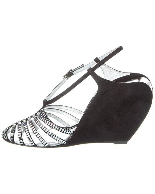 Lanvin Metallic Banana Heel Suede Wedge Sandal