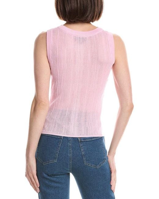 Kenneth Cole Red Variegated Rib Crop Blouse