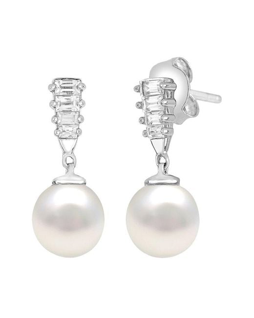 Gemstones White Pearl & 7Mm Pearl Drop Earrings