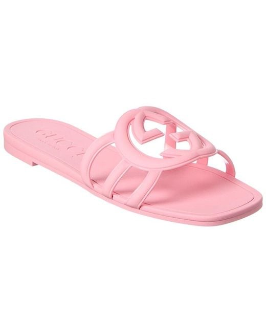 Gucci Pink Interlocking G Rubber Sandal