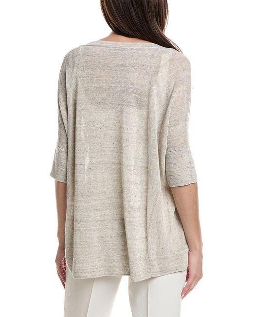 Lafayette 148 New York White Oversized Scoop Neck Linen-blend Sweater