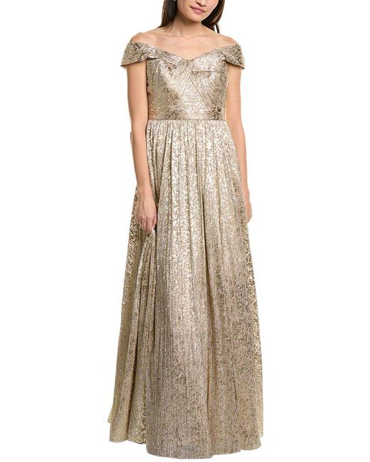 Aidan Mattox Natural Off The Shoulder Gown