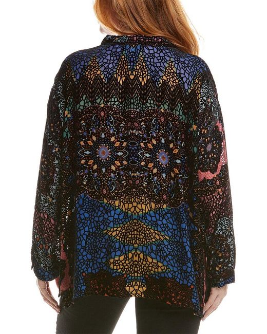 Johnny Was Black Plus Audrey Burnout Velvet Silk-Blend Tunic