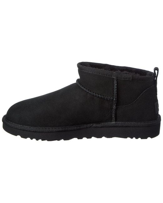 Ugg Black Classic Ultra Mini Suede & Shearling Boot