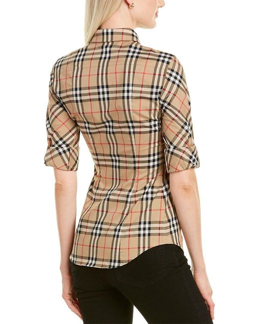Burberry Luka Checked Stretch-cotton Shirt in Beige (Natural) - Save 31 ...