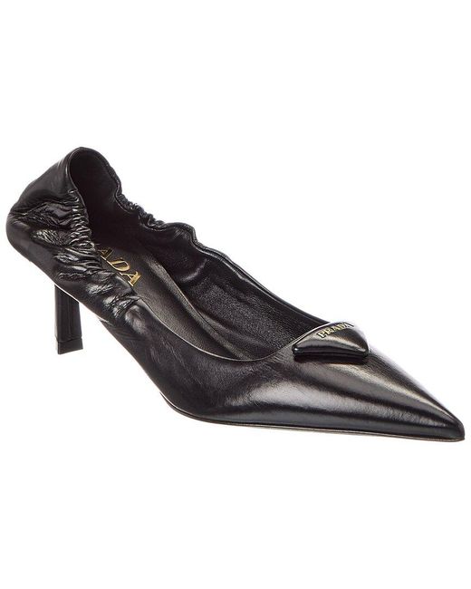 Prada Black Leather Pointy-Toe Pump