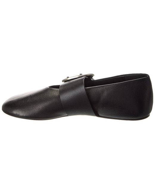 Jil Sander Black Cannolo Buckle Strap Leather Flat
