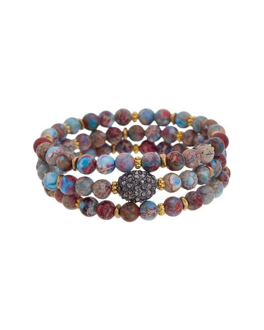 Rachel Reinhardt Jewelry White Jasper & Crystal Stackable Bracelet