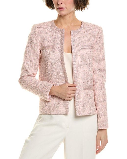 St. John Pink Wool-Blend Tweed Jacket