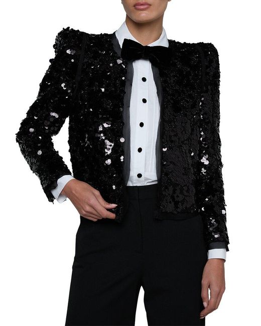 L'Agence Black Shai Pointed Shoulder Jacket