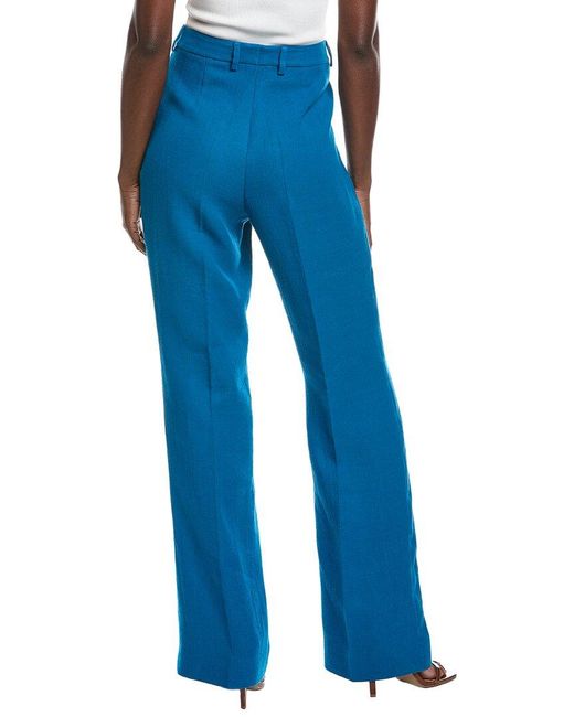 Akris Blue Flair Linen & Wool-Blend Pant