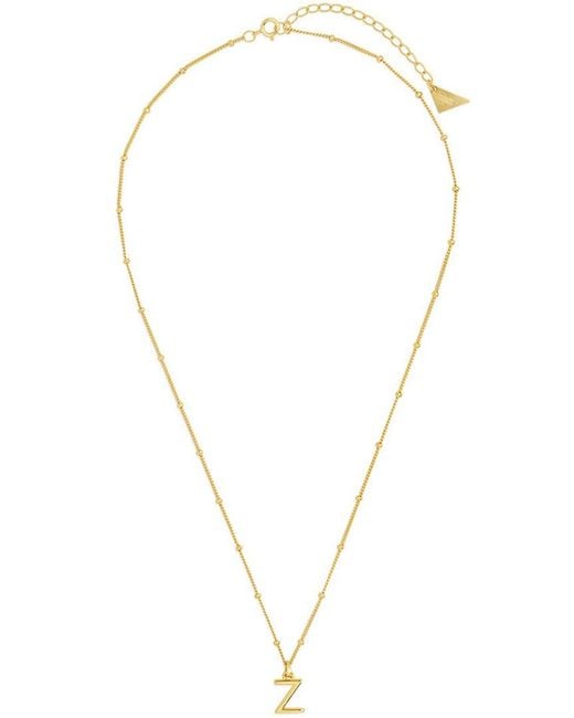 Sterling Forever Metallic 14k Over Silver Initial With Beaded Chain Necklace (a-z)