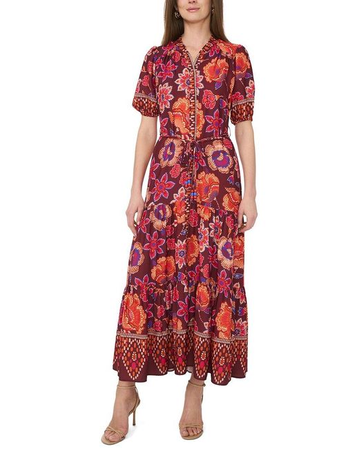 Vince Camuto Red Puff Sleeve Maxi Dress