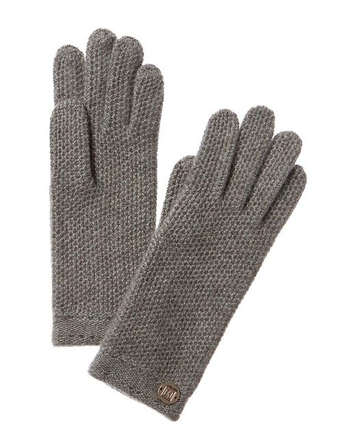 Bruno Magli Gray Honeycomb Stitch Cashmere Gloves