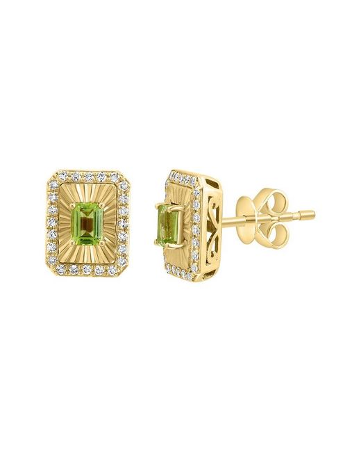 Effy Fine Jewelry Metallic 14K 0.69 Ct. Tw. Diamond & Peridot Earrings